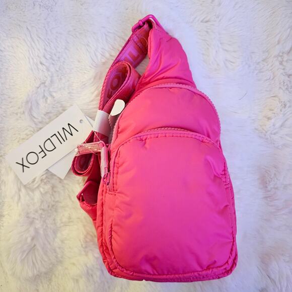 Wildfox Handbags - NwT Wildfox Sling Shoulder Travel Double Zip Sling Bag Pink Fuchsia Crossbody